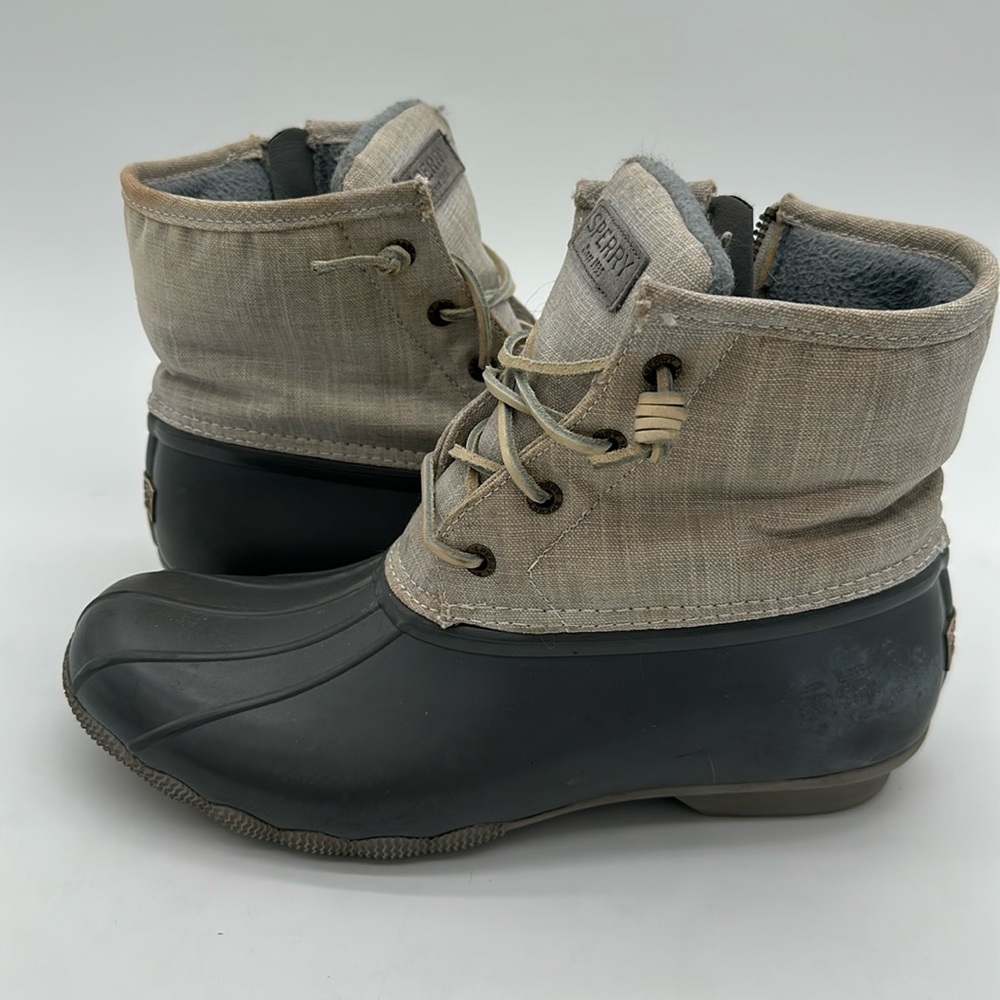 Sperry Two-Tone Gray Duck Boots Women's Size 10 Side Zip